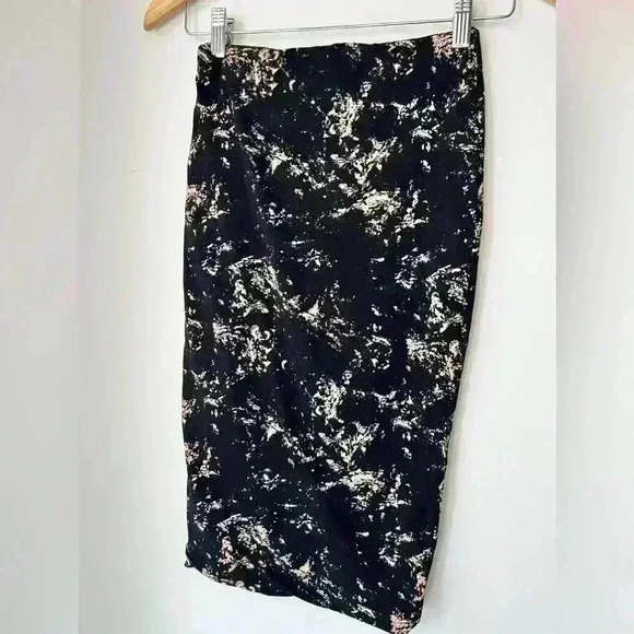 H&M Basic Womens Black Brown Tie Dye  Cotton Midi Pencil Grunge Punk Skirt XS - Picture 4 of 7